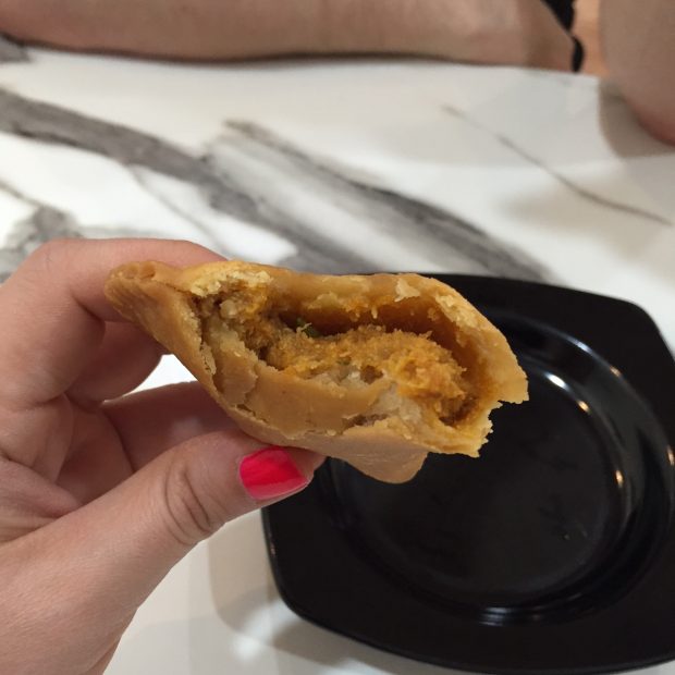 The inside of a curry puff