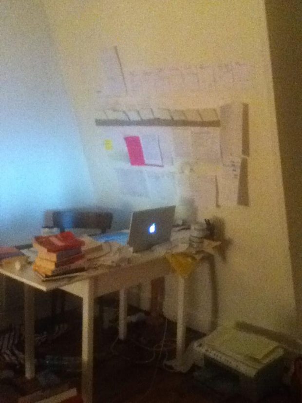 a kitchen table in Paris that became a writing desk at night